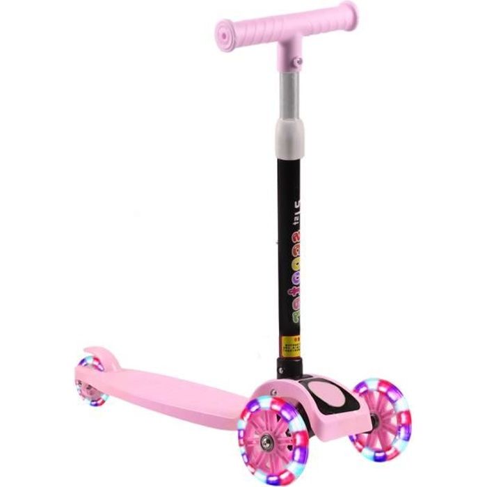 Trottinette Pliante Enfant 3 Ans Et + - 2 Roues LED, Guidon Réglable, Frein Arrière, Max 50 Kg - 4