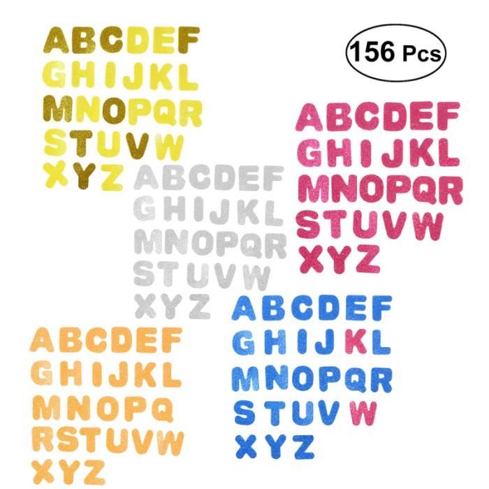 Lot de 156 pasteurs 26 lettres à la main scintillante EVA autoadhésive