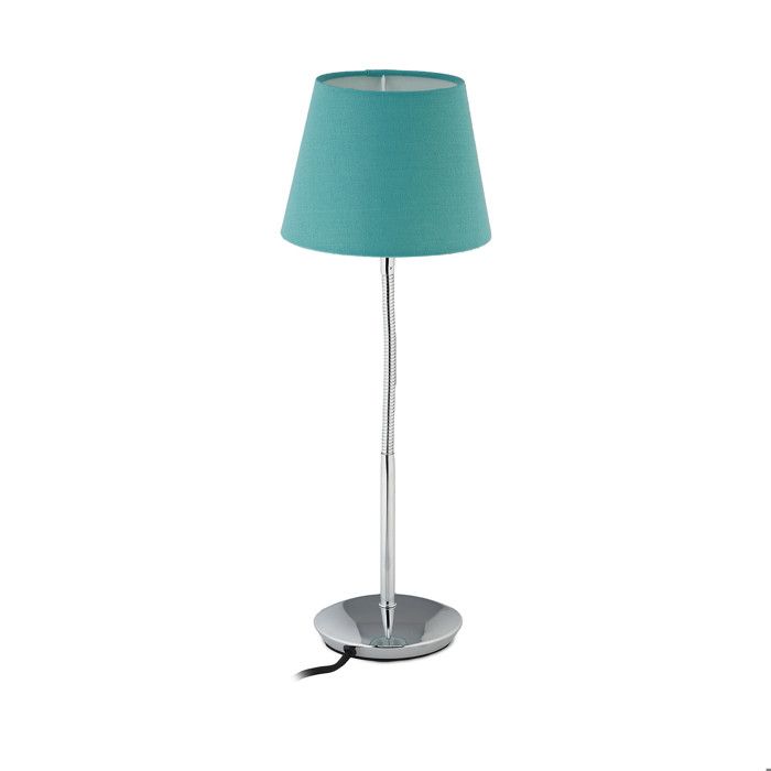 Relaxdays Lampe de chevet bras flexible abat-jour tissu pied chromé douille E14 luminaire HxD: 47x17 cm turquoise