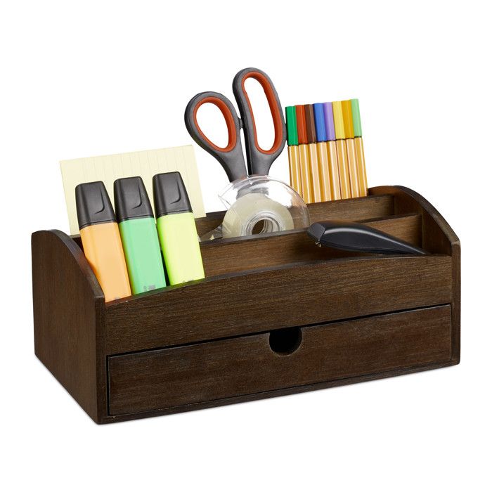 Organiseur Bureau Relaxdays 3 Compartiments - Design Maille Métal, Dimensions 10 X 18,5 X 9,5 Cm, Anthracite