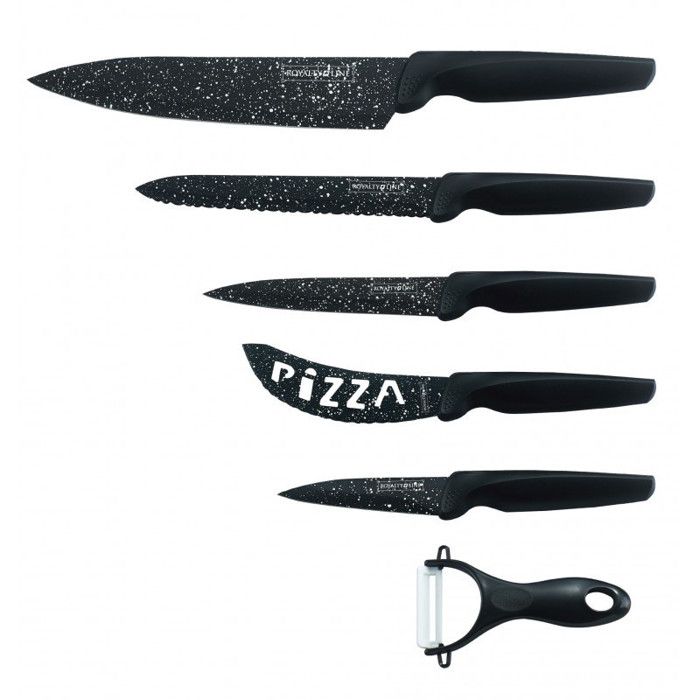 Set de couteaux avec support 8 pièces Noir Royalty Line RLKSS700 Royal