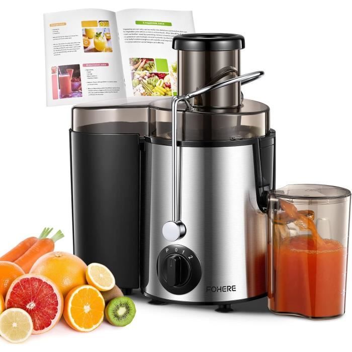 AIRMSEN Extracteur De Jus, Extracteur à Jus De Fruits Et Légumes Avec Une Goulotte D'Alimentation De 82 Mm Pour Fruits Et Légumes Entiers, Slow Juicer Presse-Agrumes à Froid Sans BPA (Noir