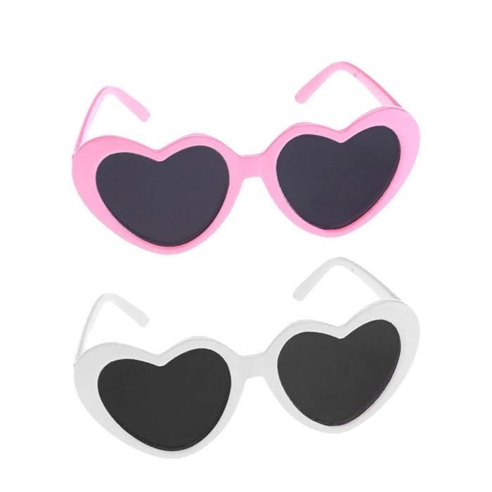 paire de lunettes en plastique pour cadre de coeur bleu pour poupées 