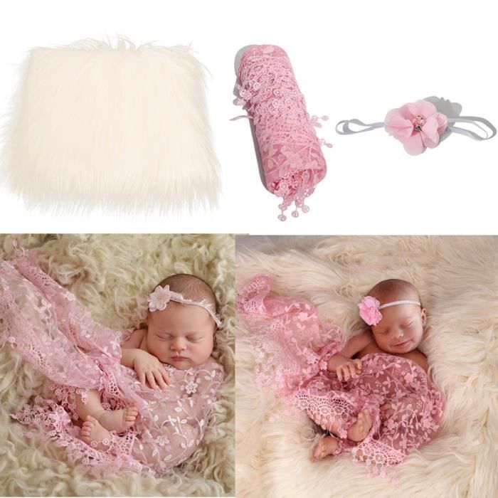 3pcs accessoires photo bébé couverture moelleuse + enveloppe + bandeau  ensemble nouveau-né photographie Wrap Ma - Cdiscount Puériculture & Eveil  bébé