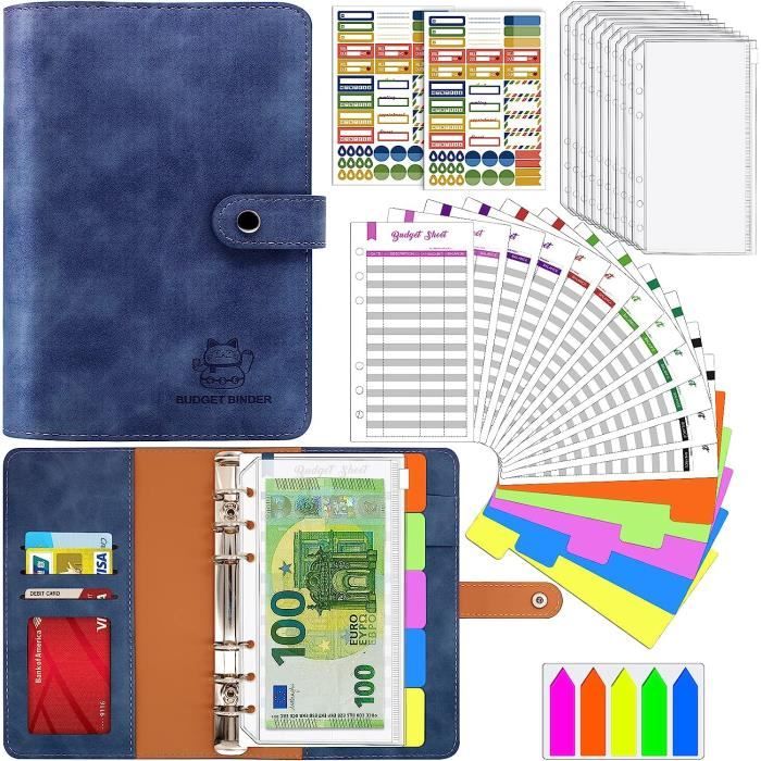 Classeur Budget A6 Rose - Organisateur Argent Avec Enveloppes Et Stickers