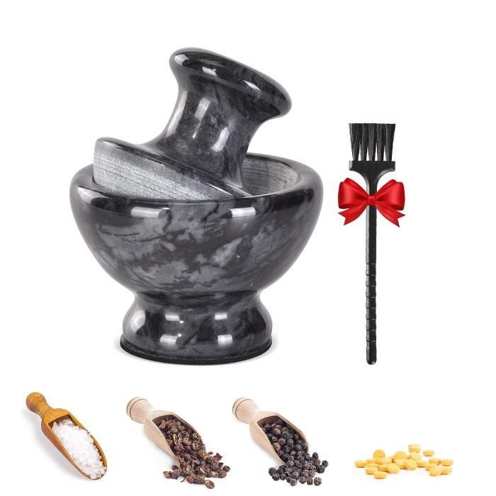 Pilon En Marbre Poli Tianman - 15 Cm Avec Deux Têtes Utilisables - Pour Mortier (Mortier Non Inclus) - Blanc