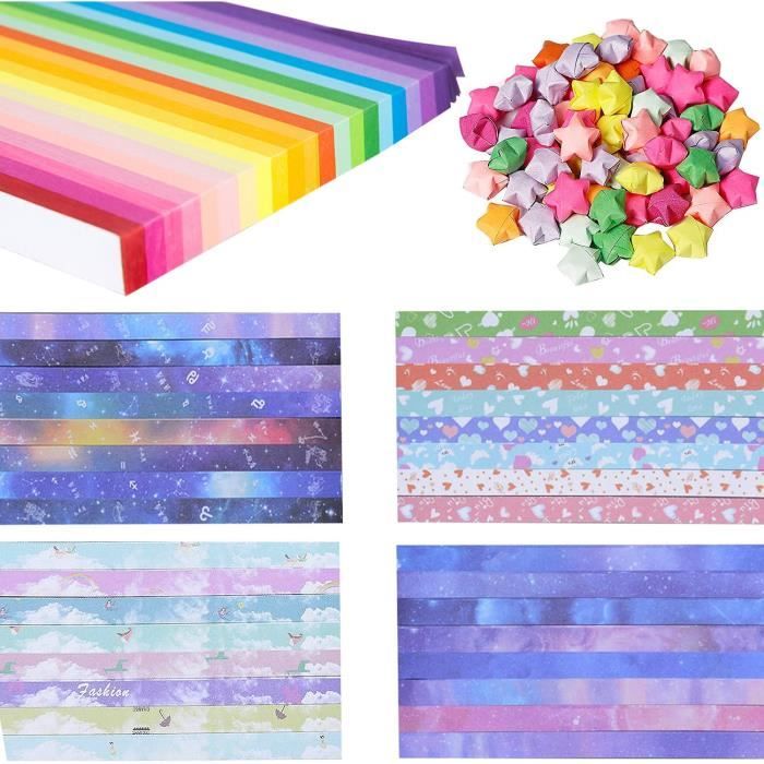 Papier Origami Étoiles Chanceuses - 1000 à 1020 Bandes Pré-fabriquées Fait Main