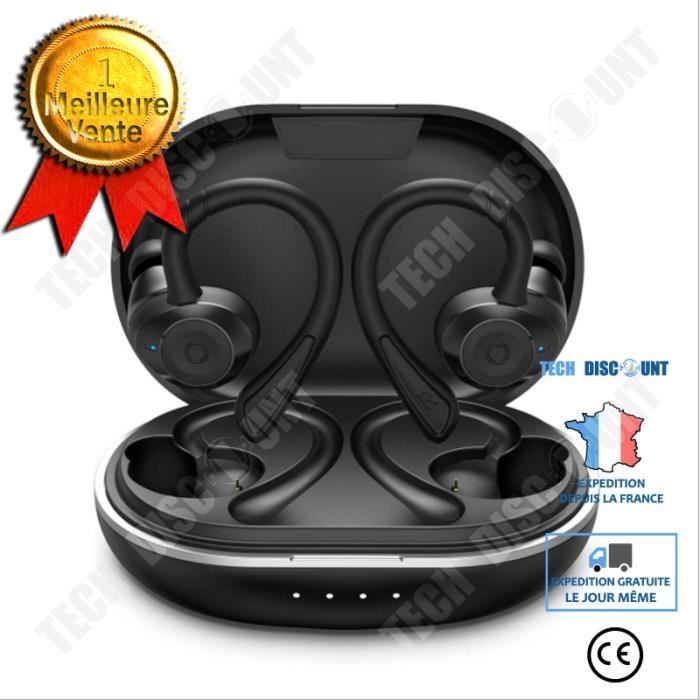 TD® Casque Bluetooth type d'oreille suspendue IPX7 étanche longue durée de vie type d'oreille suspendue sport TWS casque bluetooth s