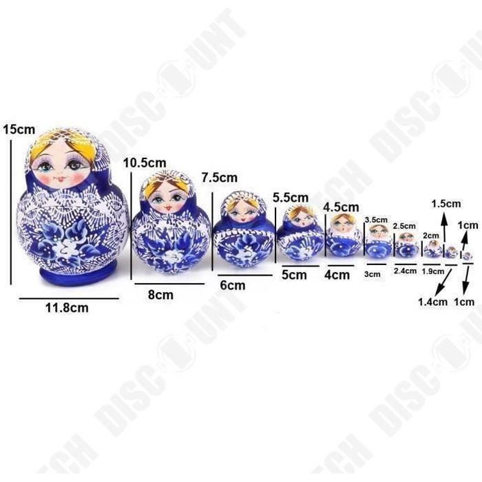 Poupées Russes 10 Pièces Bois Bleu Et Blanc Porcelaine Décoration De Bureau | Gigognes Éducatifs Pour Adolescents Collectionneurs Amateurs D'Art Étudiants