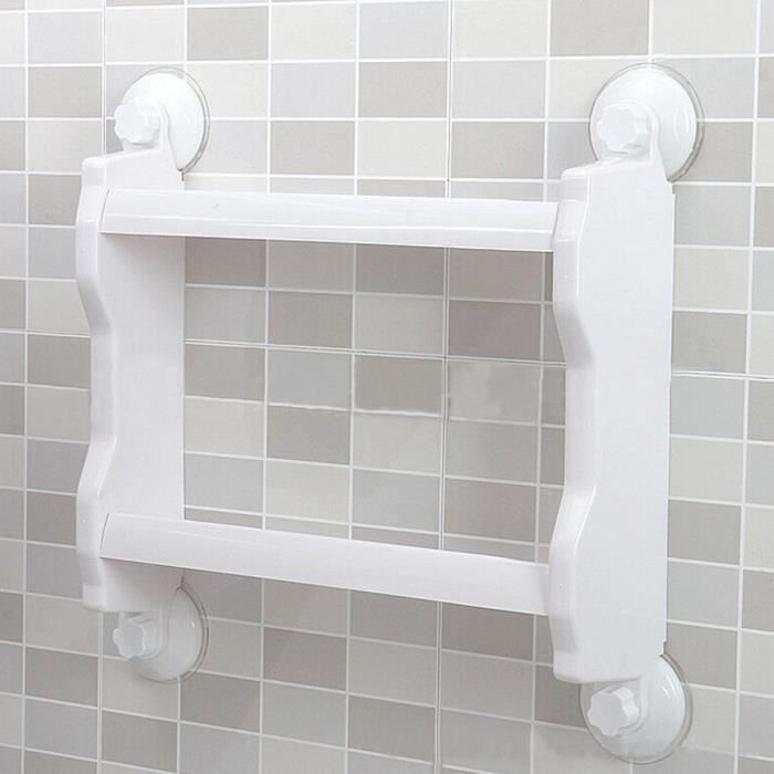 Étagère Salle De Bain à Ventouse En Noyer | Longueur 50 Cm, Blanc, Sans Perçage | Support Mural Amovible Pour Accessoires, évacuation Eau - 6