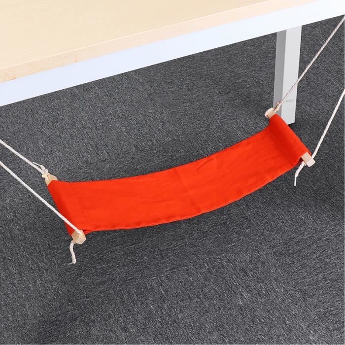 Hamac Repose-Pieds Pour Bureau - Tissu Coton Bleu - Accroche Sous Le Plan De Travail