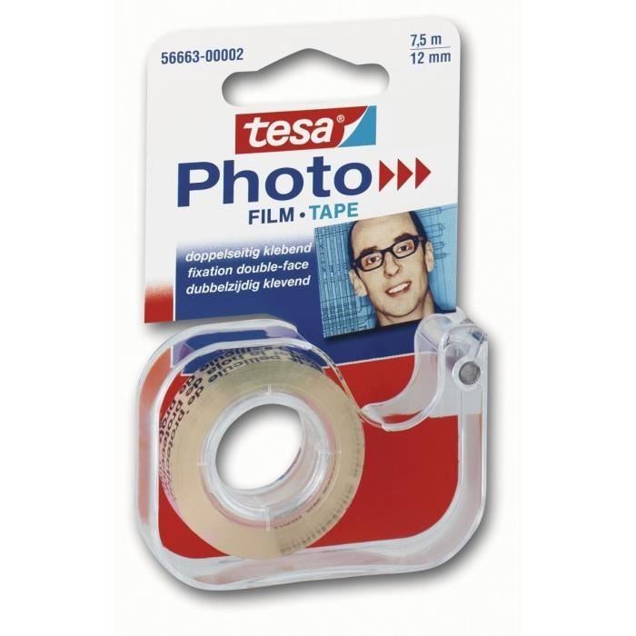 TESA Double-face photos Grand Format 7,5mm x 12mm + dérouleur rechargeable