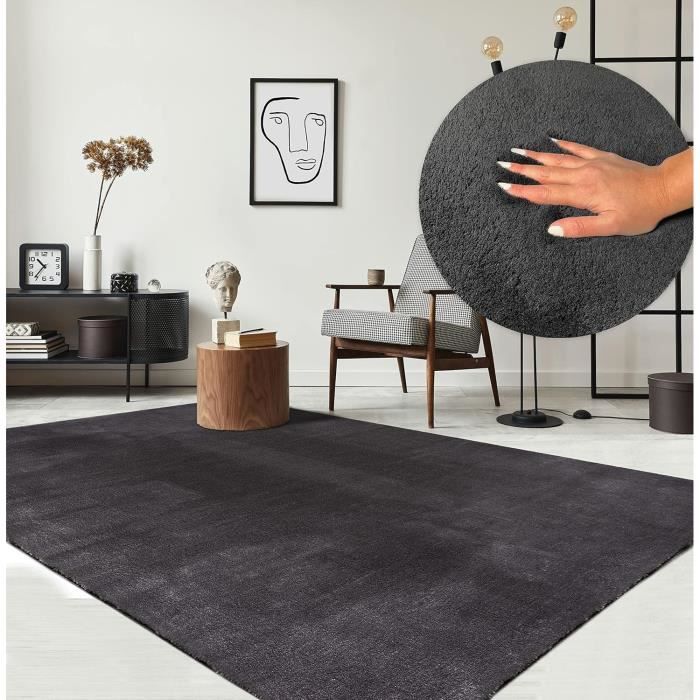 Tapis Moderne - The Carpet - LOFT - Anthracite - 120x160 cm - Lavable