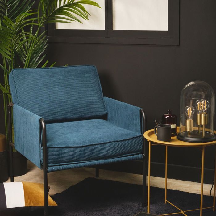 Fauteuil en tissu cotelé COZY - Catalogue 1/2023 - Bleu TU Fauteuil en tissu cotelé COZY - Catalogue 1/2023 - Bleu TU
