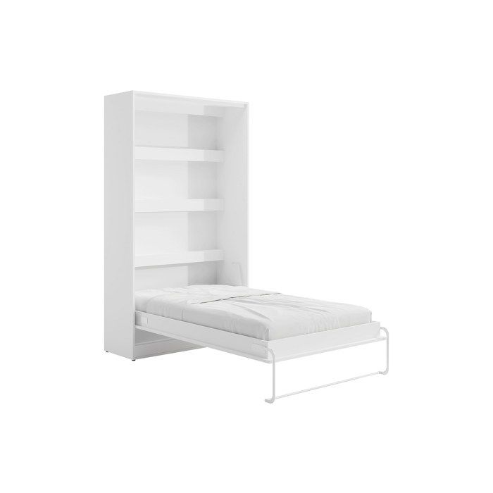 Lit escamotable 120 x 200 cm - Ouverture verticale manuelle - Avec LEDs - Blanc - RAPILI
