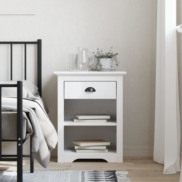 vidaXL Table de chevet BODO blanc 53x385x66 cm bois de pin massif 355053