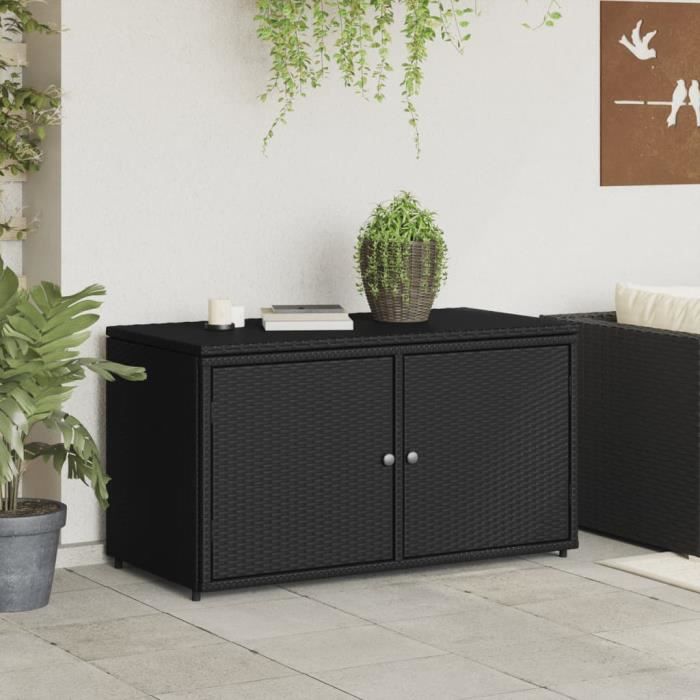 Armoire de rangement - VIDAXL - Jardin - Noir - Résine tressée - Grande capacité de rangement