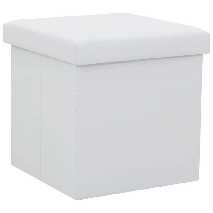 vidaXL Tabouret de rangement pliable Blanc Similicuir 247082
