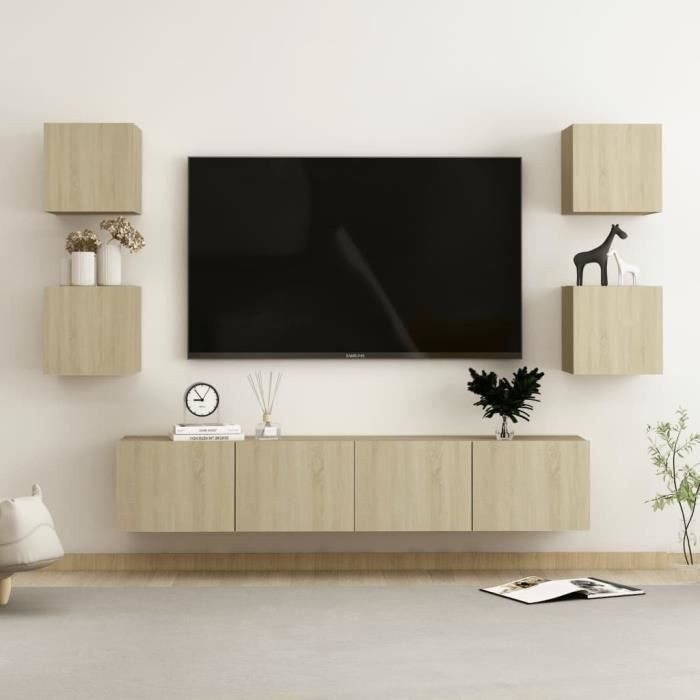 vidaXL Ensemble de meubles TV 6 pcs Chêne sonoma Aggloméré 80 x 30 x 30 cm