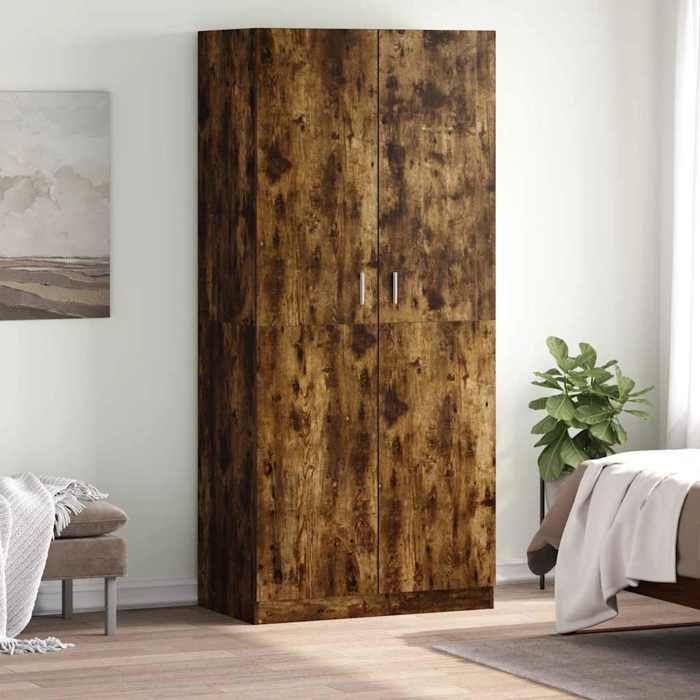 vidaXL Garde-robe Chêne fumé 90x52x200 cm Bois dingénierie 815354