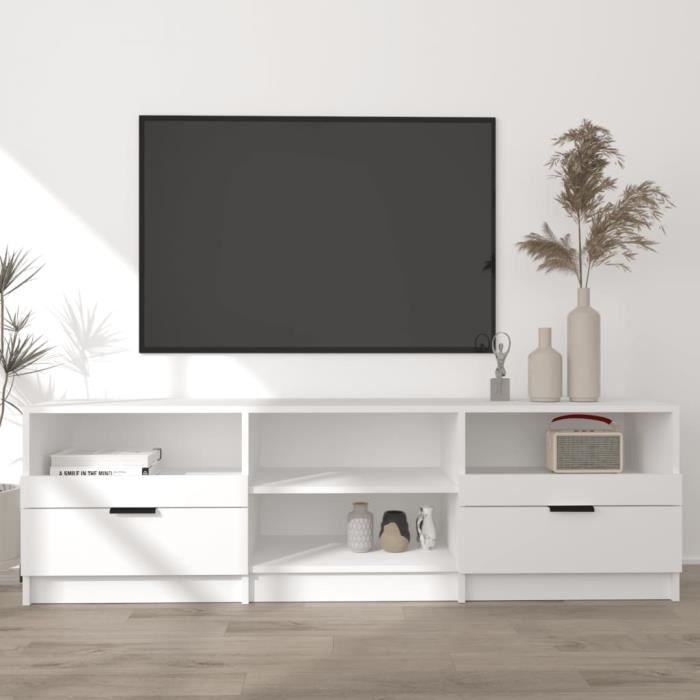 vidaXL Meuble TV Blanc 150x335x45 cm Bois dingénierie 811457