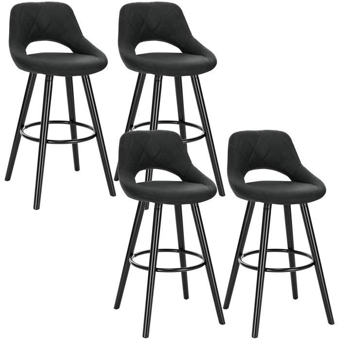 WOLTU 4 X Tabourets de Bar en Tissu Scientifique Chaises de Bar Structure en Bois Massif Anthracite WOLTU 4 X Tabourets de Bar en Tissu Scientifique Chaises de Bar Structure en Bois Massif Anthracite