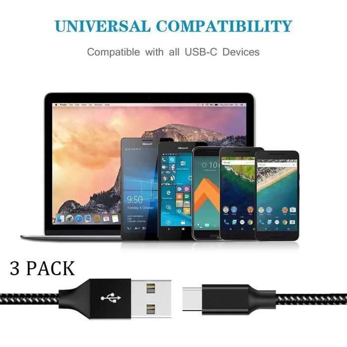 Câble Usb Type C Charge rapide Chargeur USB pour Huawei P20 P30 Pro Charge  rapide Câble USB C pour Samsung Galaxy S10 S9 S8 Plus