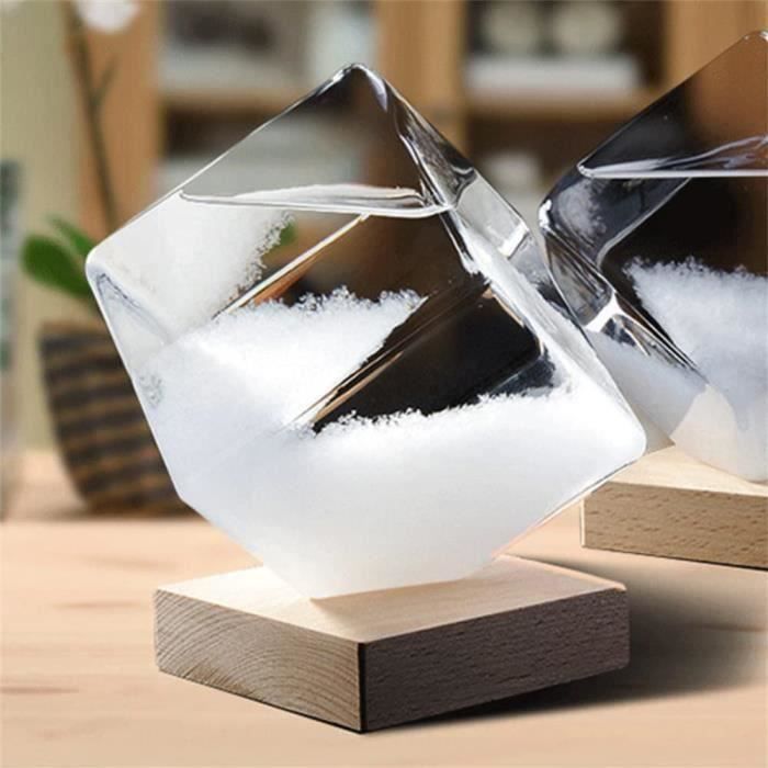 HQ17610-Station météo en verre tempête - Bouteille baromètre avec base