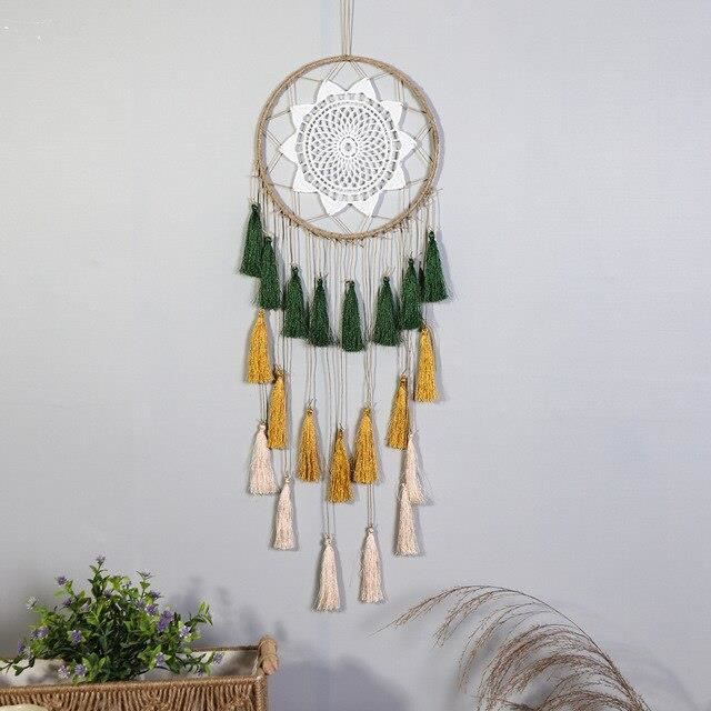 Tenture Murale Macramé Mexicain – Fait Main – Beige – Coton – Décoration Luxe – Inde