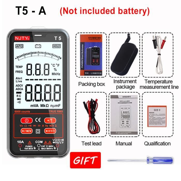 Multimètre Numérique Ultra-Mince SZ08 - Professionnel, Mesure Volts, Ampères, Résistance, Capacité