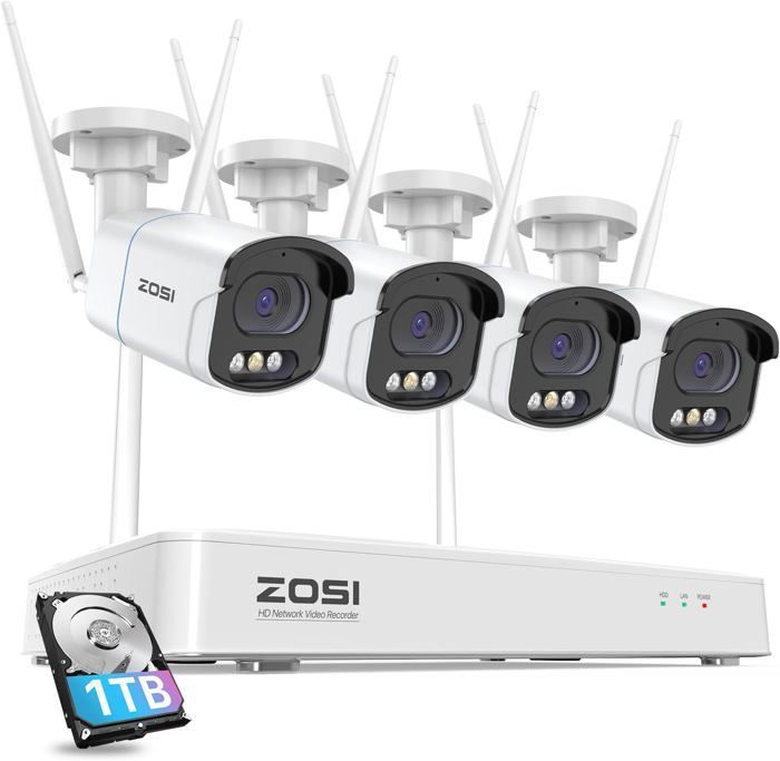 AOSU 2K Caméra Surveillance Extérieure sans Fil Solaire, Kit 4 Caméras avec Homebase, sans