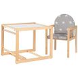 little stars chaise haute combinée avec planche à manger convertible en table et chaise, chaise haute pour enfant en bois naturel,-1