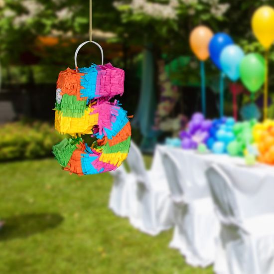 Relaxdays Mini Piñata Arc-en-Ciel à Remplir - Piñata D'Anniversaire Colorée Pour Enfants Et Adultes, 18x26x5,5 Cm