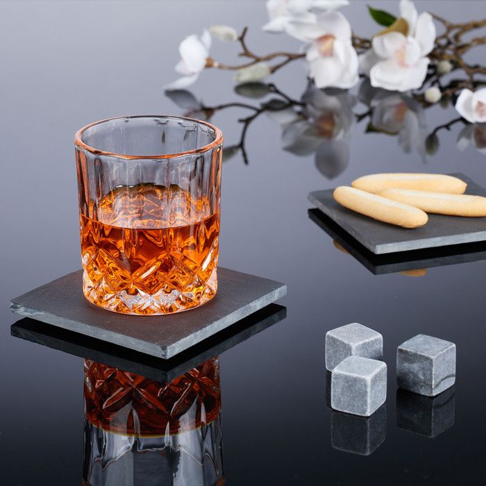 Relaxdays Lot De 20 Dessous De Verre Carrés En Ardoise 10x10 Cm - Anthracite Pour Boissons Et Raclette