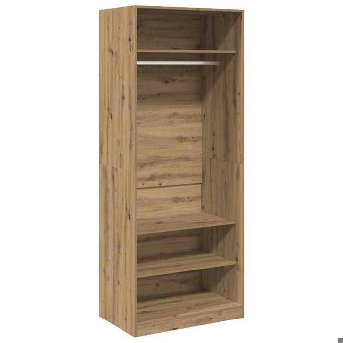 Garde-Robe Corridor Chêne Sonoma 80x50x200 Cm - Bois D'Ingénierie - 5 Compartiments - Fixation Murale Incluse