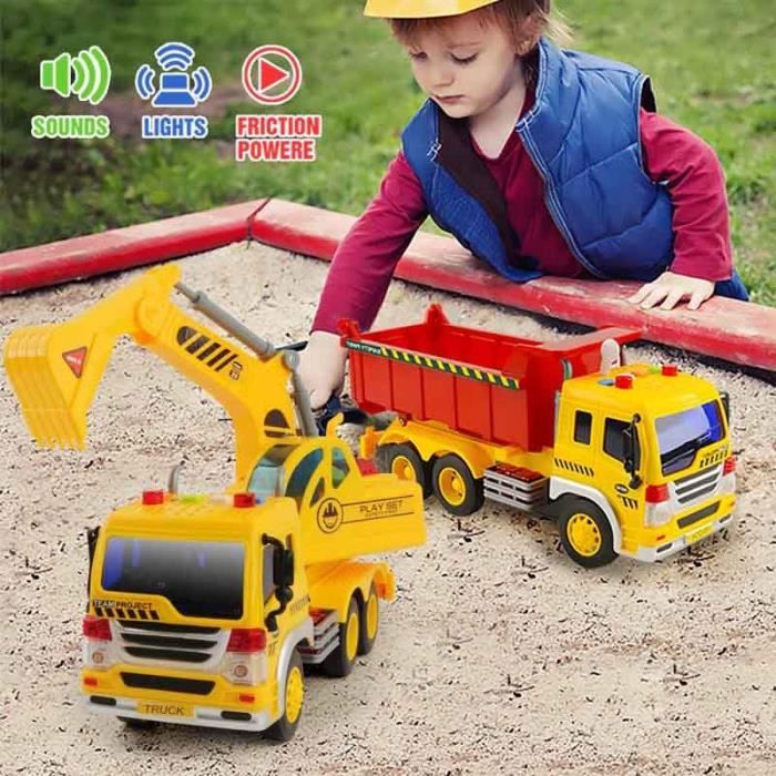 3€33 sur jouets pour enfants pour 3-9 ans jouet en métal voiture tracteur  camion à benne basculante pelle tracteur Construction jouet ensemble -  rouge - Voiture - Achat & prix