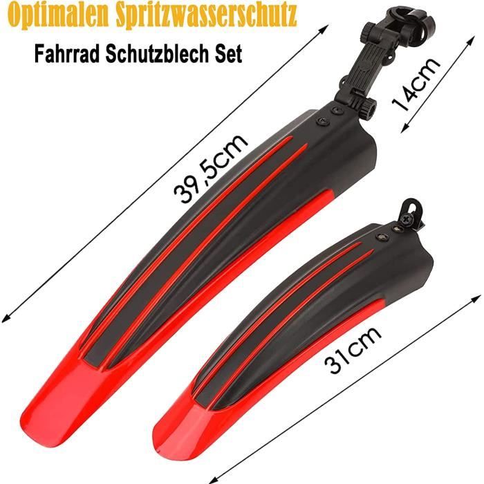 Garde-boue Vélo Extensible – Universel, 24-29 Pouces, Pneus 1,5-2,5″, Avant 6 Cm, Arrière 7 Cm