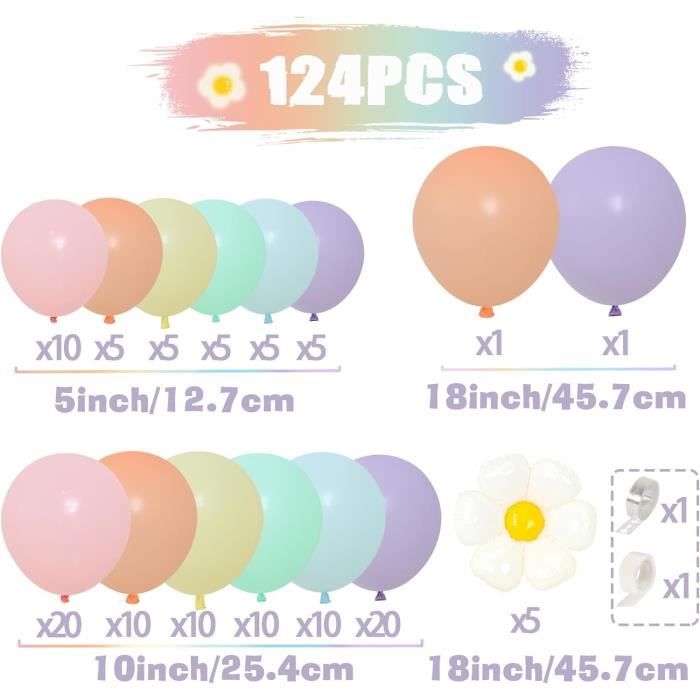 Kit de guirxiété de ballons macarons pastel pour fille, décoration d' anniversaire sur nuage 9, fond arc-en-ciel, fournitures de fête pour neuf  ans - AliExpress