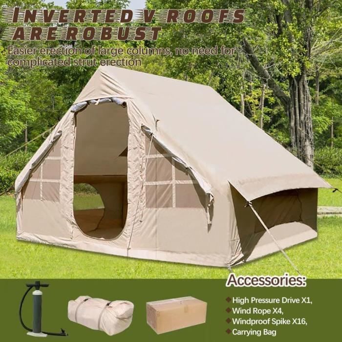 ROSG Tente Gonflable Ignifuge 4 m, Tente de Cabine de Camping Glamping en  Plein air, Tente de hub de Camping Gonflable pour la Famille, l'extérieur