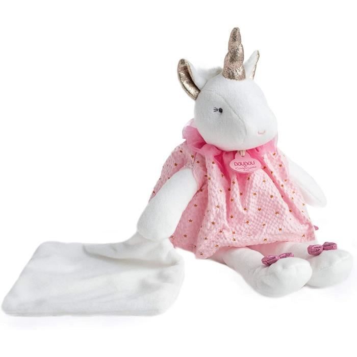 Peluche Licorne Avec Doudou Mouchoir 28 Cm Rose Attrape R ve