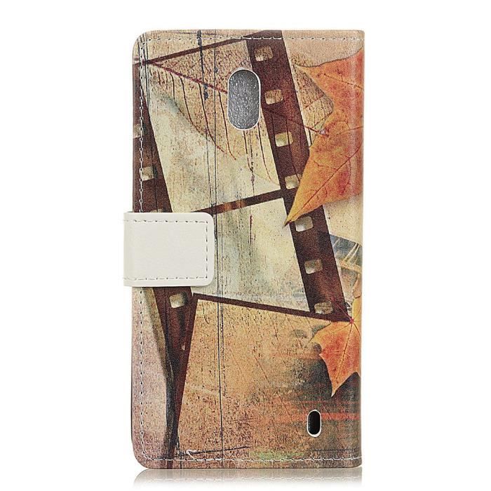 Etui Coque pour Nokia 2 2DS TA 1029 Peinture exquise Housse en cuir Portefeuille Pochette Coque Maple Leaf Tower Cdiscount Telephonie