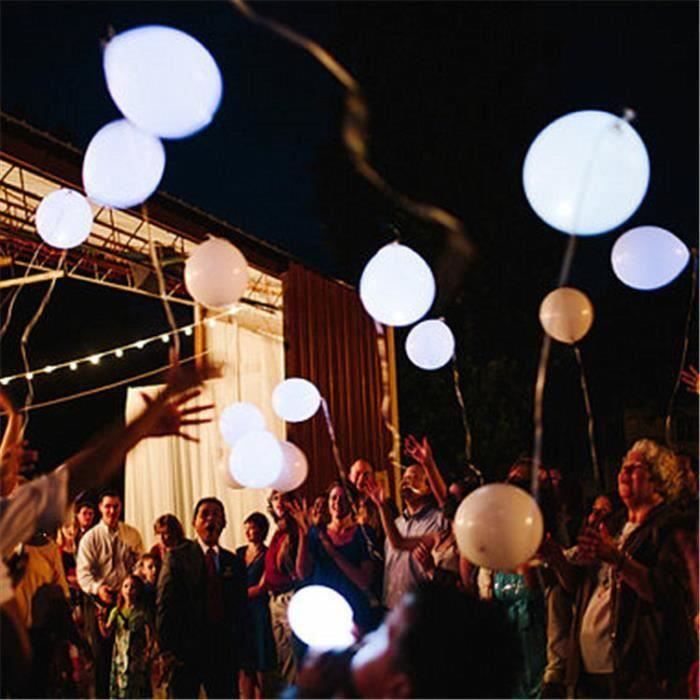 Lot de 50 Pcs Ballon LED Lumineux Blanc Décoration Lumineuse pour Mariage  Fête et Soirée-50PCS LED Ballons