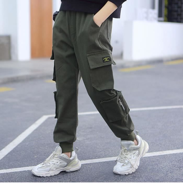 CHICTRY Enfant Garcon Pantalon Cargo Pants Jogging Sport Pantalon Hip Hop Decontracte 5 14 Ans Vert Vert Cdiscount Pret a Porter