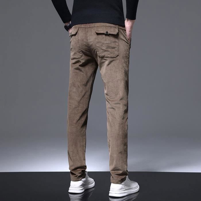 Pantalon Homme Velours C tel Slim Fit Doubl Polaire Pantalon Hiver Chaud Epais Couleur Unie Cafe