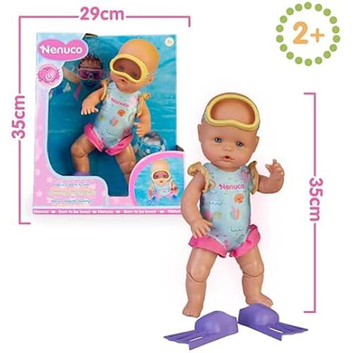 Poupée Nenuco Corps Dur Nage Seul Palmes et Lunettes de