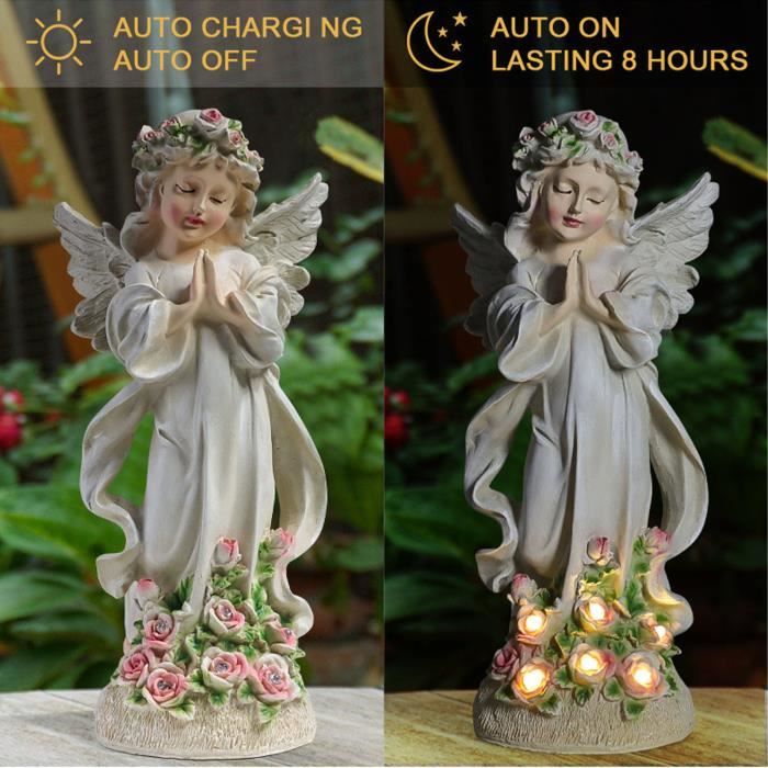 Statue D'ange Solaire, Belle Décoration De Figurine D'extérieur En Résine  Automatique Couleur Vibrante Avec Veilleuse Pour Porche Pour Cour 