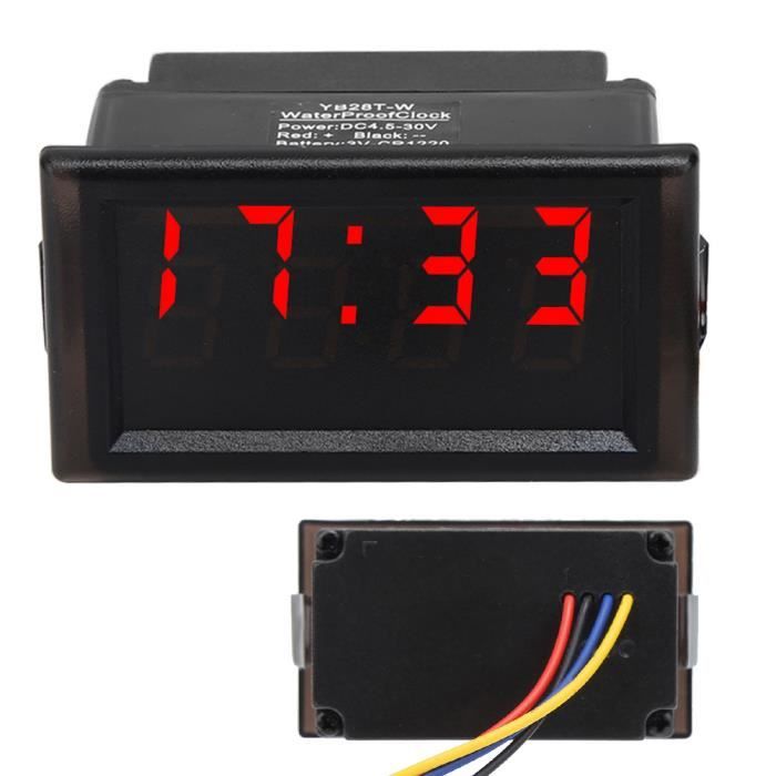 Horloge Numérique LED Pour Voiture - Affichage Heure/Date - Alimentation 4,5-30V - Couleur Bleue - Samfox - 8