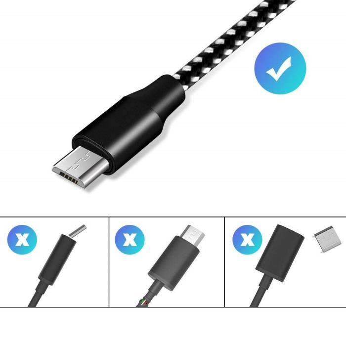 Câble chargeur micro USB - Longueur 2 mètres -Coloris aléatoire