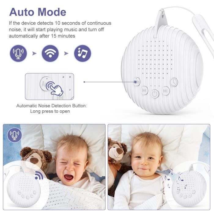 Bruit blanc pour bébé machine à sons bébé, veilleuse bébé, 7 modes  d'éclairage, fonction mémoire - 15