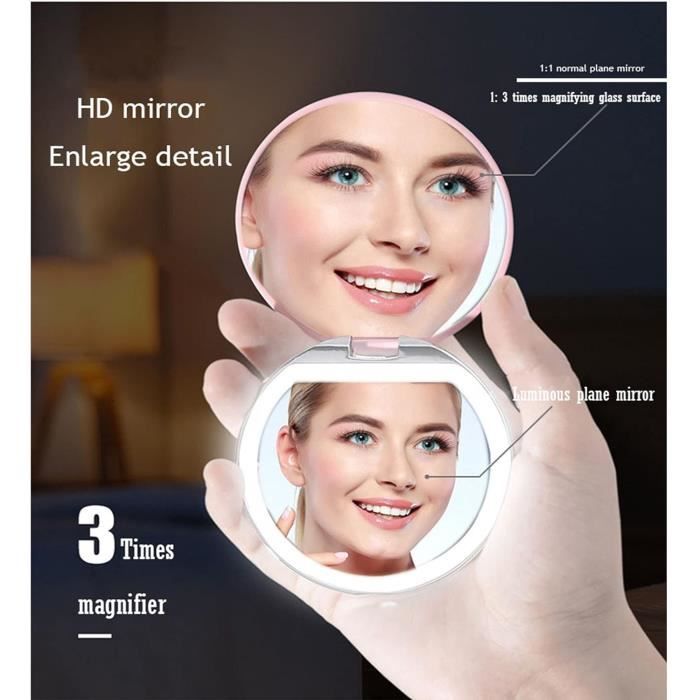 Miroir Ventouse Dimeho Miroir De Maquillage Pliable Avec Grossissement X 15 - Double Face - Portable - Petit Miroir De Poche - Pour Sacs U00e0 Main, Bureau, Femmes (gris Miroir De Douche